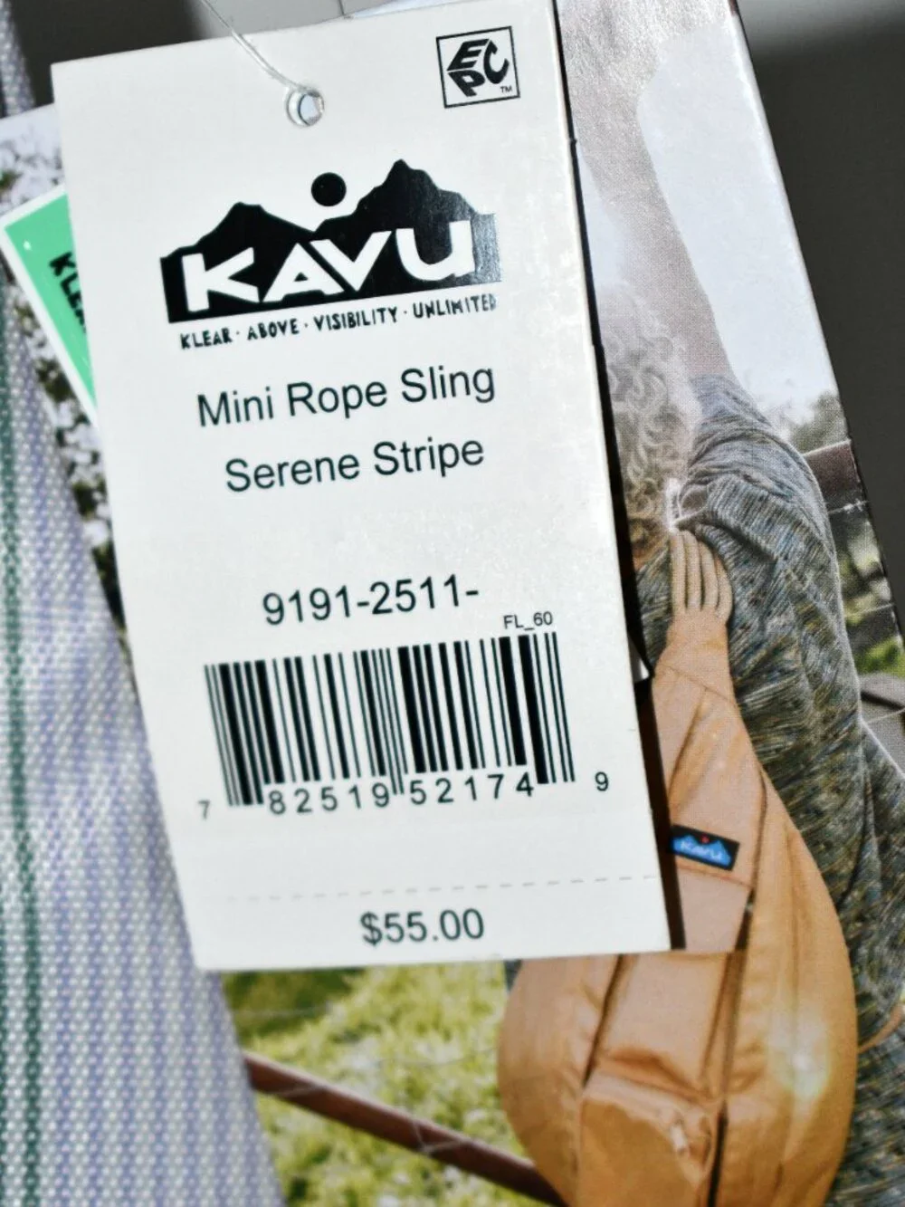 KAVU Mini Rope Sling Serene Stripe #9191-2511 Cotton Canvas Crossbody Backpack